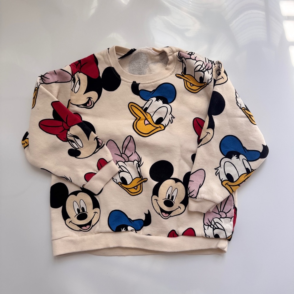 H&M 3T Cream Disney Character Fleece Lined Sweater (Unisex)